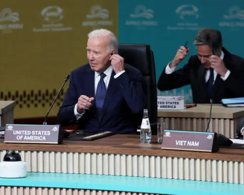 Biden meets South Korea, Japan leaders for pre-Trump huddle on risk