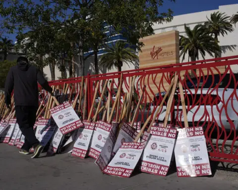 Strike by workers at a casino near the Las Vegas Strip enters 2nd day