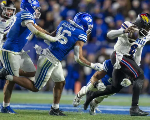 Kansas upsets No. 7 BYU 17-13, handing the Cougars their first loss of the season