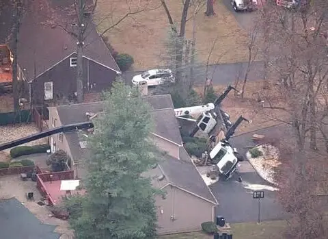 Crane falls on Montville, New Jersey home during routine tree-trimming job