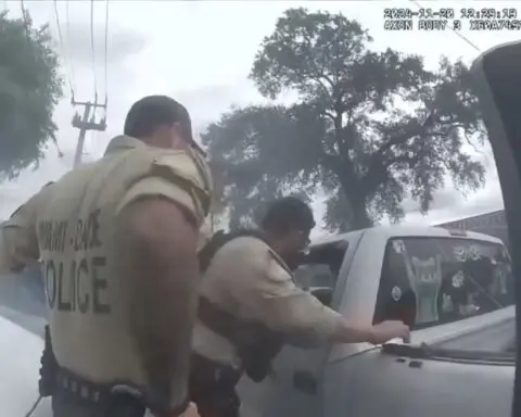 Bodycam video shows officers’ chaotic takedown of pickup truck driver seen ramming into cars in lot