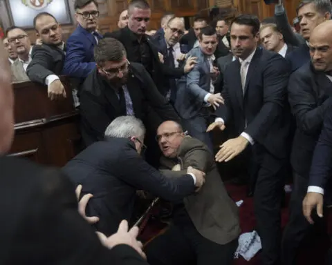 Scuffles in Serbian parliament as deadly station collapse sparks anger at the government