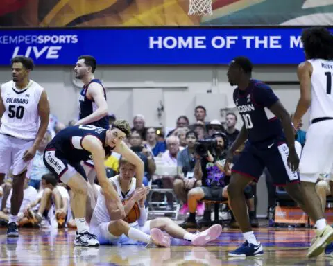 No. 2 UConn falls again in Maui, losing 73-72 to Colorado on Jakimovski's off-balance layup