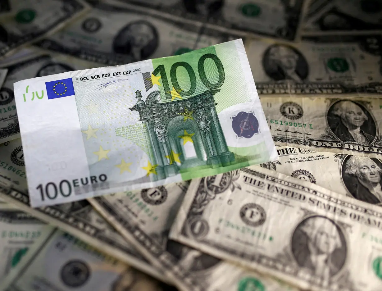 FILE PHOTO: FILE PHOTO: U.S. dollar and Euro notes are seen in this picture illustration