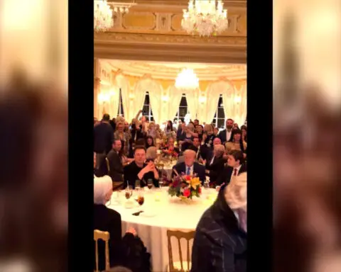 Elon Musk and Trump dance to 'Y-M-C-A' at Thanksgiving dinner