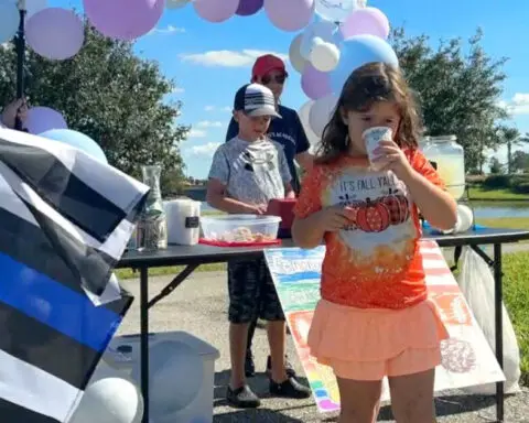 Boy, 9, sets up lemonade, cookie stand to help family of fallen Palm Beach County deputy