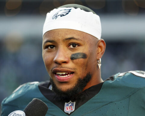 Saquon Barkley sets Eagles season rushing record and has Dickerson's NFL mark in his sights
