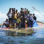 Sri Lanka's navy rescues 102 Rohingya refugees found adrift aboard a fishing trawler