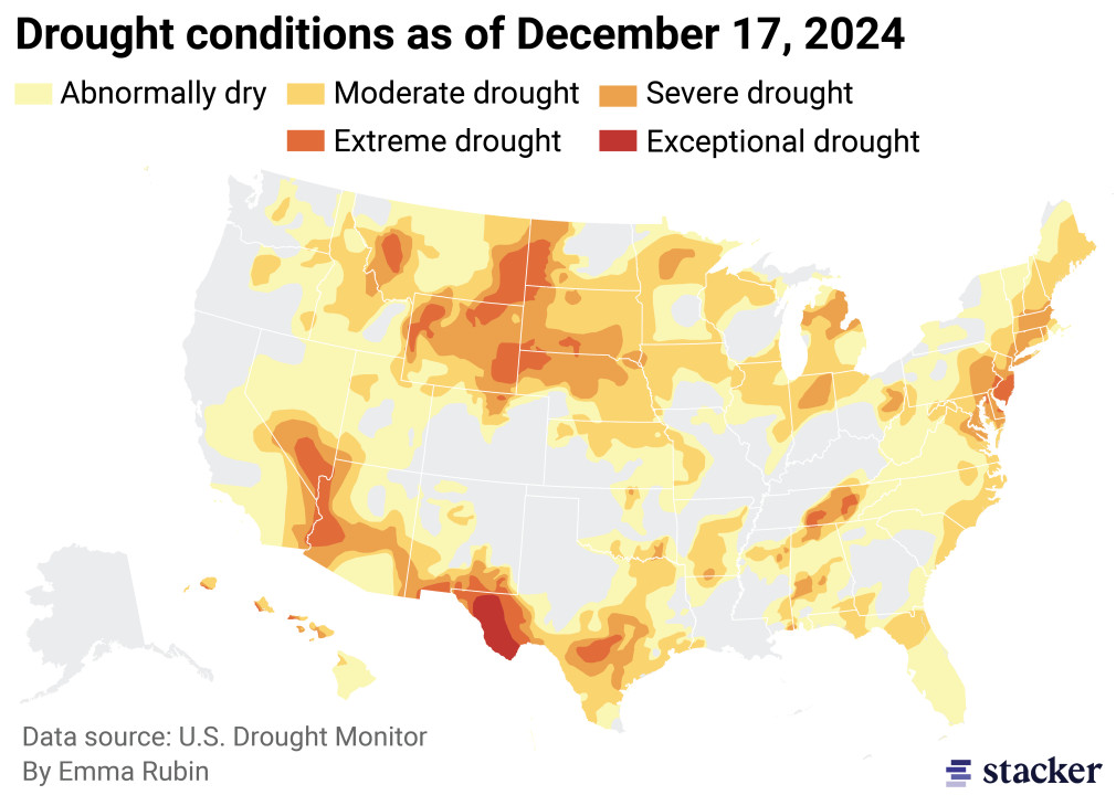 Counties with the worst droughts in California