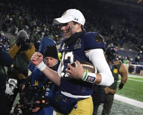 Notre Dame protects home field in new postseason era with 1st playoff win, 27-17 over Indiana