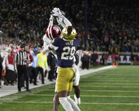 Notre Dame protects home field in new postseason era with 1st playoff win, 27-17 over Indiana