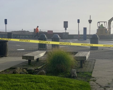 Major storm pounds California's central coast, blamed for man's death and partially collapsing pier