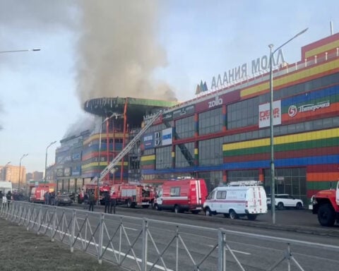 Russian governor says Ukrainian drone debris caused fatal fire in shopping centre