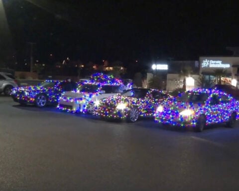 Electric Christmas caravan gives buzz to Utah holiday spirit