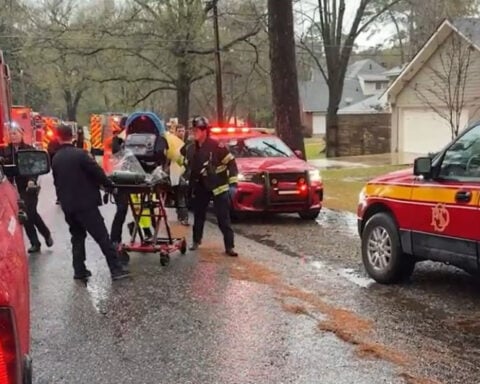 City worker rescued after falling into hole