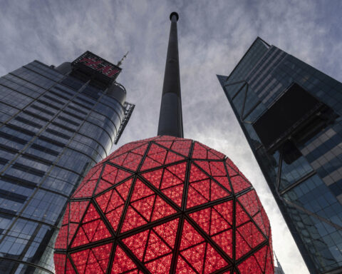 Final crystal triangles installed on Times Square ball ahead of New Year's Eve