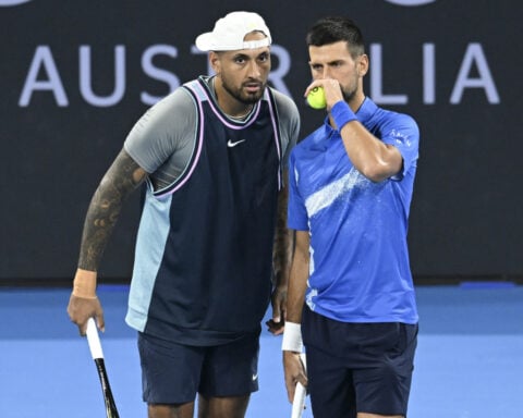 All smiles as Djokovic and Kyrgios treat crowd to flashy shots in doubles win