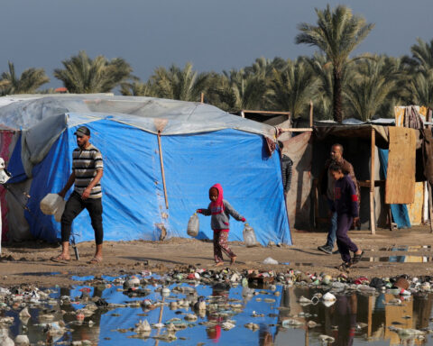 Displaced Gaza newborn freezes to death and twin fights for his life as rain floods tents