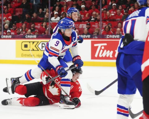 US beats Canada 4-1 to finish first in its group at world junior championship