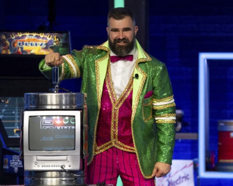 Here's Kelce! Retired Eagles great Jason Kelce tries his hand as a late-night television show host