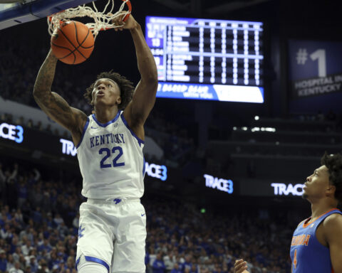 Koby Brea hits seven 3-pointers as No. 10 Kentucky hands No. 6 Florida its first loss, 106-100