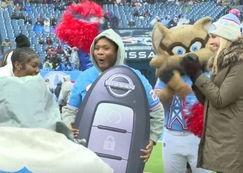 Nissan and Titans surprise stadium construction worker with brand new car