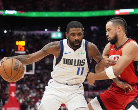 Mavericks guard Kyrie Irving out due to bulging disk in his back, no timeline for return