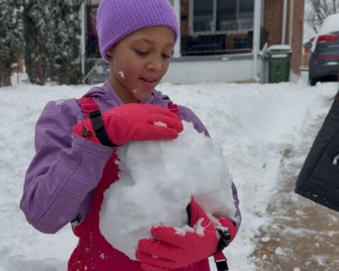 While others see snow, this girl sees opportunity