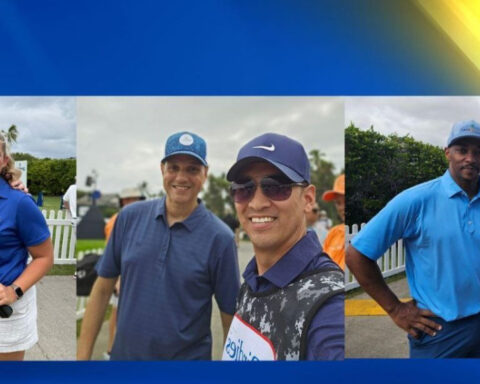 Military members caddy for golfers at Sony Open, celebrities show out