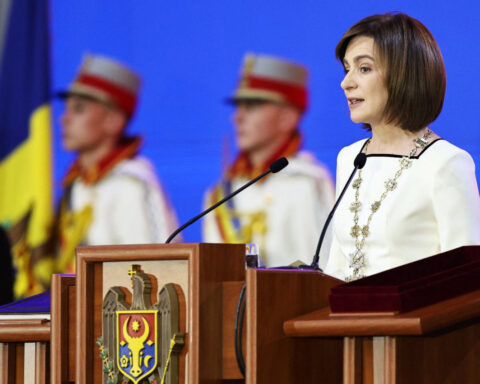 Moldovan president visits area hit by blackouts, blames Russia's Gazprom