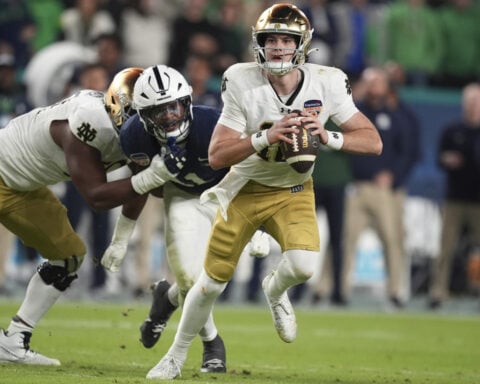 Notre Dame gets late pick and field goal to make title game with 27-24 win over Penn State