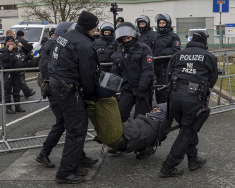 Far-right party's convention draws protests as Germany's election campaign warms up