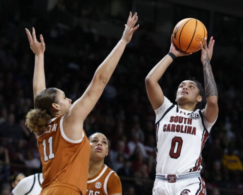 No. 2 South Carolina puts clamps on Madison Booker, routs No. 5 Texas 67-50 for 11th straight win