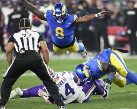 Sam Darnold's career-best season ends with a thud as he takes 9 sacks in playoff loss