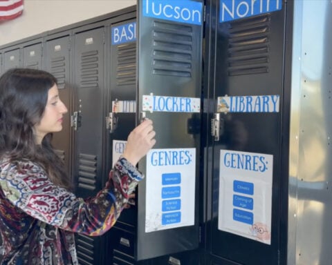 Student transforms lockers into library