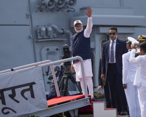 India's navy launches submarine, warships to guard against China's presence in Indian Ocean