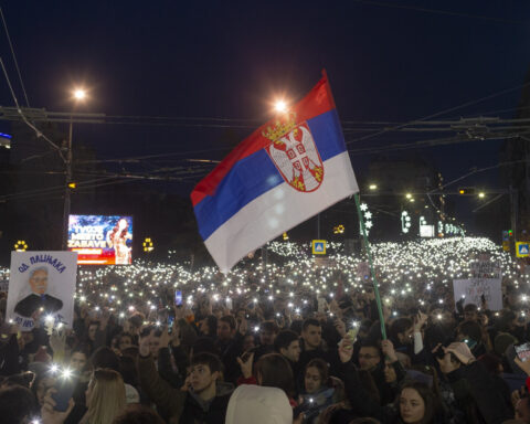 Driver rams into anti-government protesters in Serbia, seriously injuring a young woman