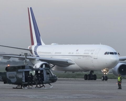 French president in Lebanon to meet the country's new leaders and discuss ceasefire with Israel