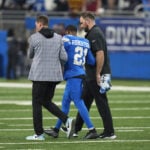 Lions CB Amik Robertson hurt and QB Jared Goff misses a series in playoff game vs. Commanders