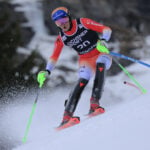 McGrath celebrates first-run lead in World Cup slalom with signature Cuche ski flip