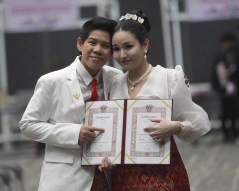 LGBTQ+ couples in Thailand register their marriages on the first day of law giving them equal status