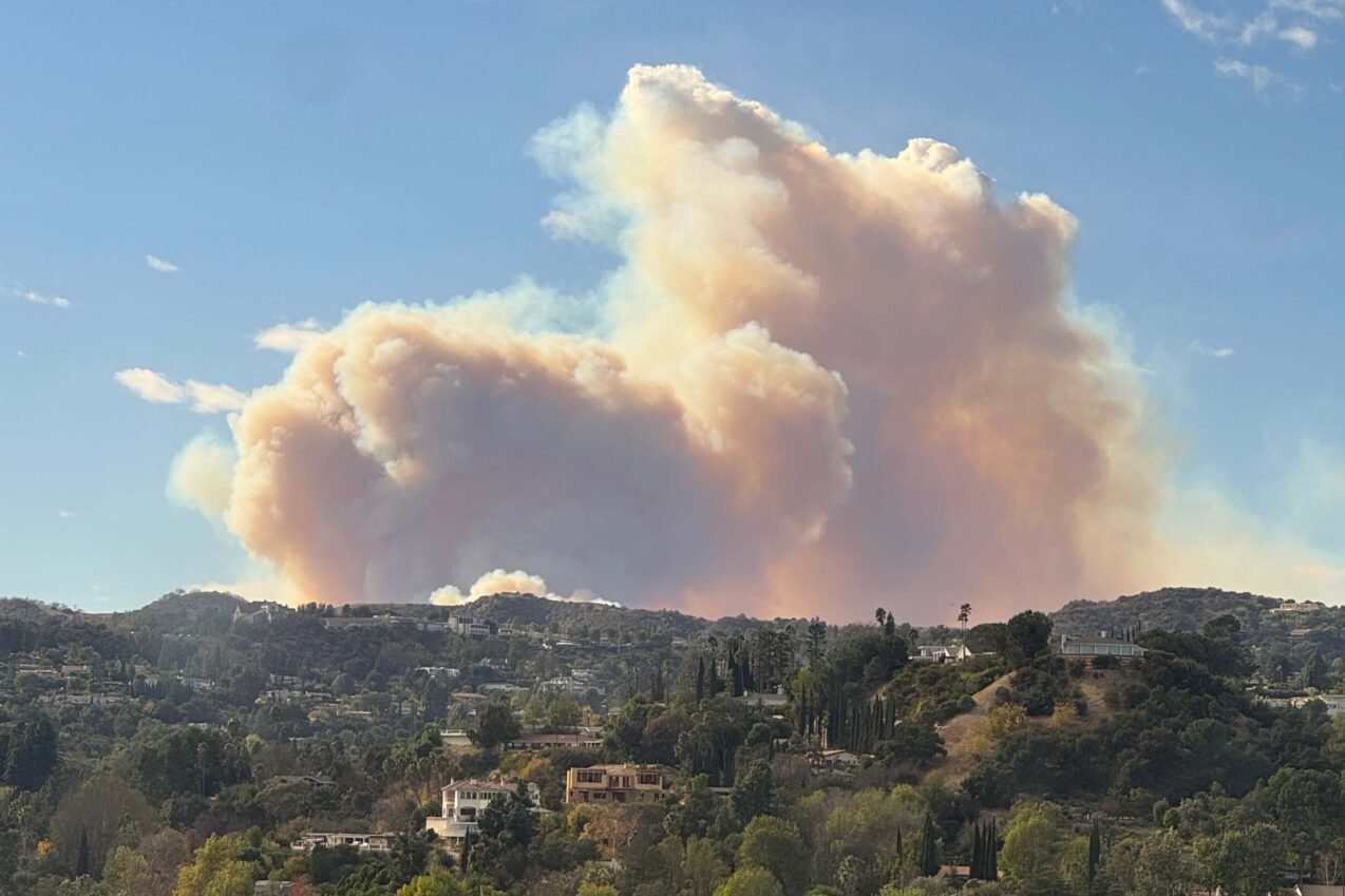 A wildfire erupted in the Pacific Palisades area