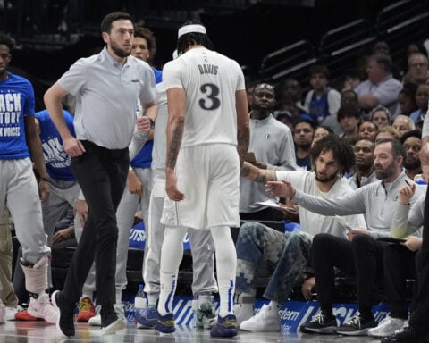 Anthony Davis leaves his Dallas debut with an injury after seismic Luka Doncic trade