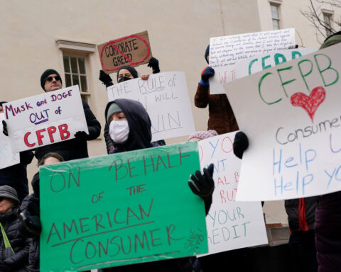 US consumer finance watchdog workers protest Musk's DOGE