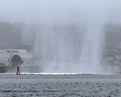 Navy crew members eject from their jet before it crashes off the San Diego coast