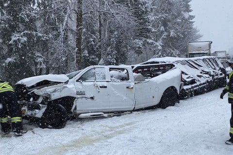 Heavy rain pummels slide-prone Southern California as crashes close roads in the Northwest