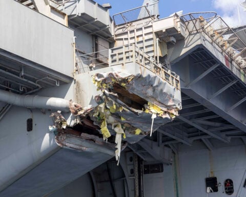 New photos show damage to US aircraft carrier after collision