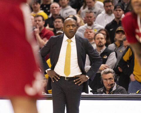 Missouri coach Dennis Gates takes PA microphone to head off court-storming celebration
