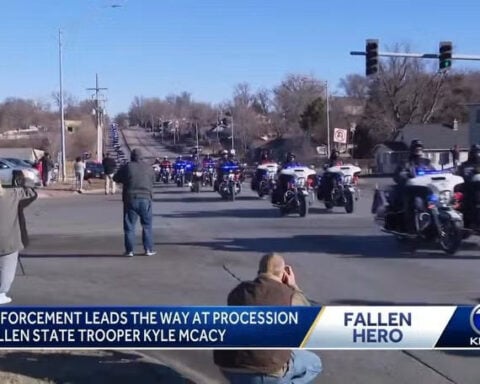 Law enforcement leads the way at procession for fallen State Trooper Kyle McAcy