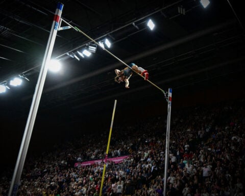 Mondo Duplantis breaks pole vault world record for 11th time, while his debut single plays around the stadium